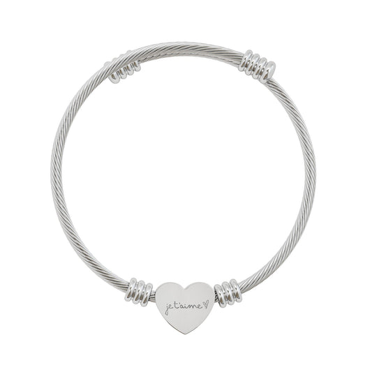 Je t'aime Heart Cuff Bracelet