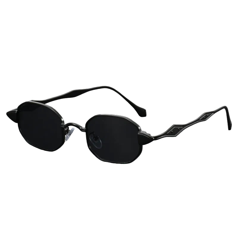 Black oval sunglasses on a white background