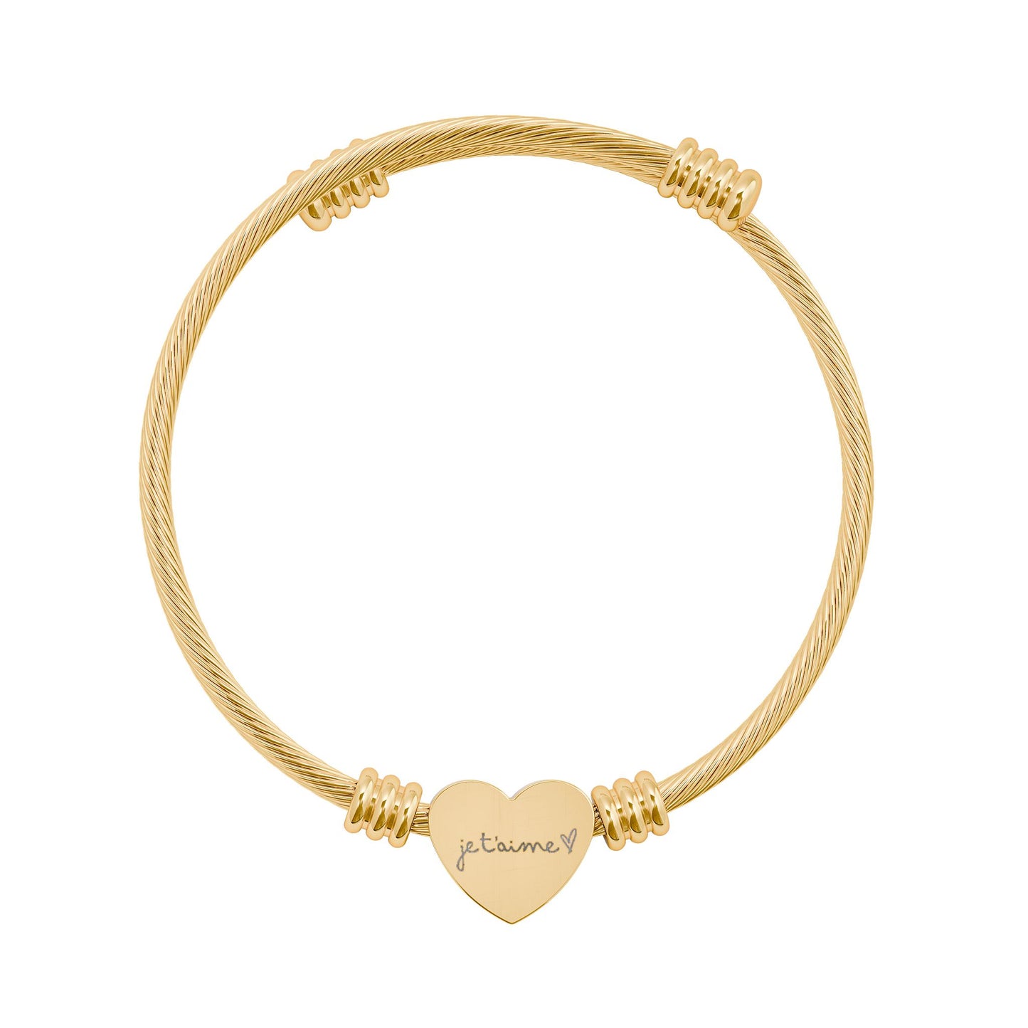 Je t'aime Heart Cuff Bracelet